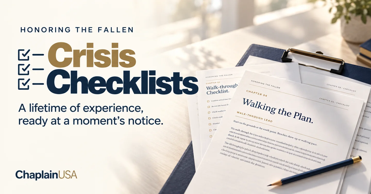 Crisis Checklists — a lifetime of experience, ready at a moment’s notice