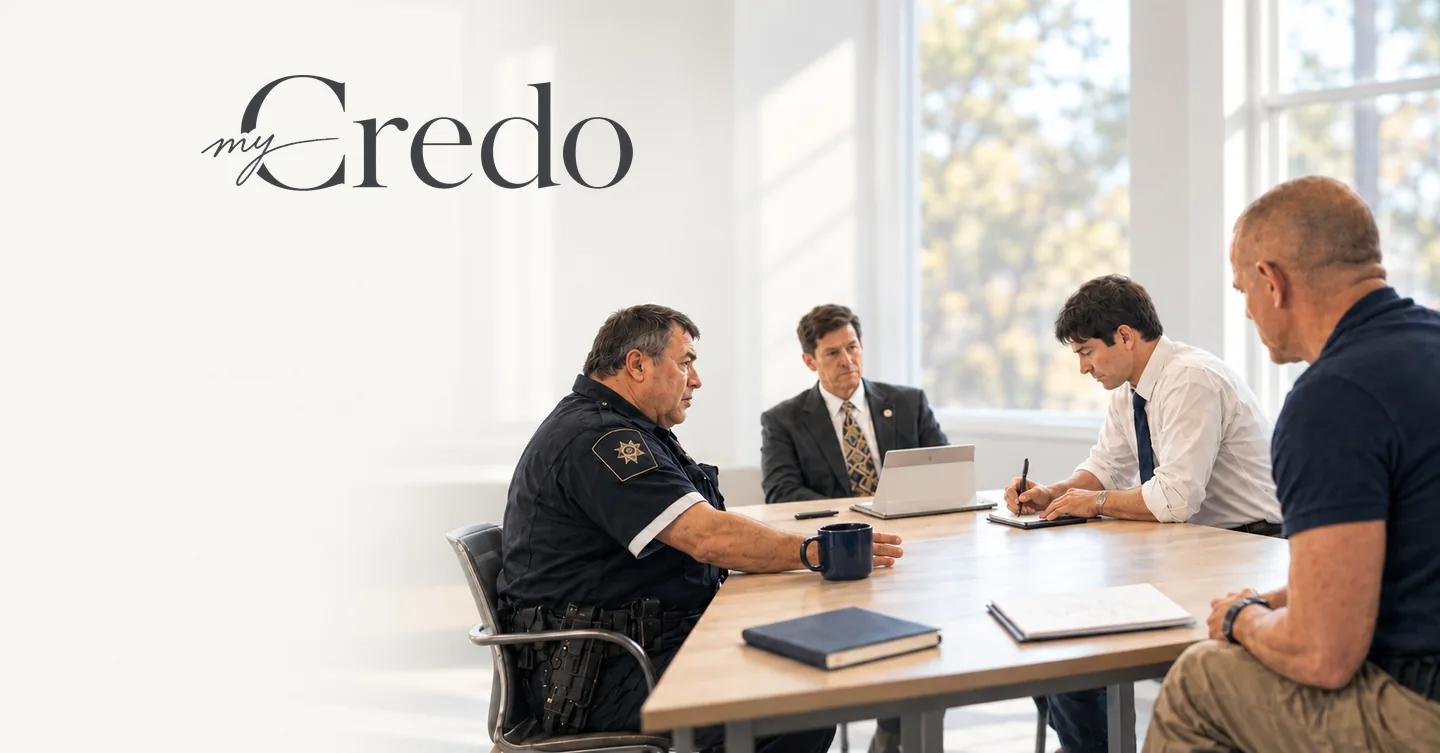My Credo — officers and chaplains talking around a table
